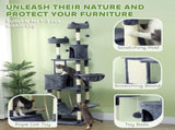 206cm Cat Tree, Multi-Level Cat Tower with Scratching Posts and Board, Beds, Condos, Platforms, Toy T3398P376122
