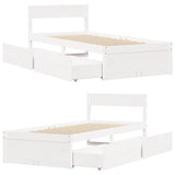 Bed Frame without Mattress White 75x190 cm Small Single Solid Wood Pine 846808