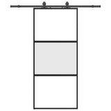 Sliding Door with Hardware Set Black 90x205 cm Tempered Glass 3375818