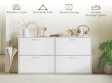 Wooden Modern Design 4 Drawer Shoes Cabinet Pull Down Shelf Storage Organiser - White T3398P378004
