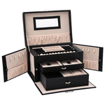 ZNTS Jewellery Box 3-Layer with Mirror Lockable Black 26x18x17.5 cm 4103559