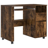 Desk with Wheels Smoked Oak 91 x 50 x 77 cm Engineered Wood 869534