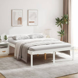 Bed Frame White Solid pine wood, Plywood 160 x 200 cm Bed Frame 810625