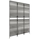 Room Divider 3 Panels Grey Poly Rattan 365390