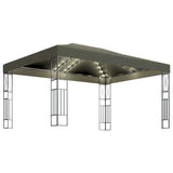 Gazebo with LED String Lights 3x4 m Taupe Fabric 3070331