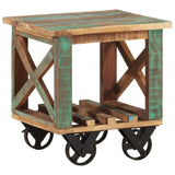 ZNTS Side Table with Wheels 40x40x42 cm Solid Wood Reclaimed 338005