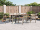7 Piece Garden Dining Set with Cushions Grey Poly Rattan 3213614