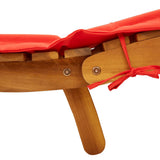 Sun Lounger with Cushion Red Solid Wood Acacia 367637