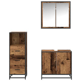 Bathroom Furniture Set with Door 3 pcs Old Wood Engineered Wood 3402444