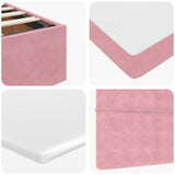 ZNTS Ottoman Bed with Mattresses Pink 140x190cm Velvet 3313474