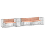 Garden Bench With Gabion Basket Wooden, Silver 3196249