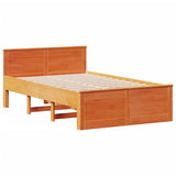 ZNTS Bookcase Bed without Mattress Wax Brown 120x200 cm Solid Wood Pine 3308926