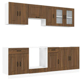 8 Piece Kitchen Cabinet Set Kalmar Brown Oak Engineered Wood 3314828