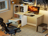 Computer Desk, Office Desk with Bookshelf, File Drawer and Legal Hanging File Holders, Oak Wood T3398P551582
