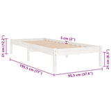 Bed Frame without Mattress White Solid Wood Single 809983