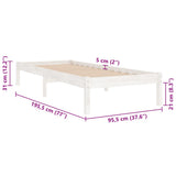 Bed Frame White Solid Pine Wood 90x190 cm Bed Frame Rectangular 809983