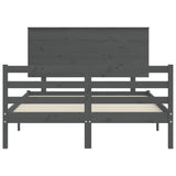 ZNTS Bed Frame without Mattress Grey 140x190 cm Solid Wood 3195203