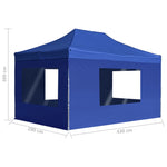 Professional Folding Party Tent with Walls Aluminium 4.5x3 m Blue 45497