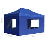 Professional Folding Party Tent with Walls Aluminium 4.5x3 m Blue 45497
