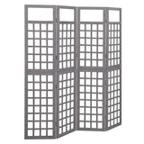 4-Panel Room Divider/Trellis Solid Fir Wood Grey 161x180 cm 316487