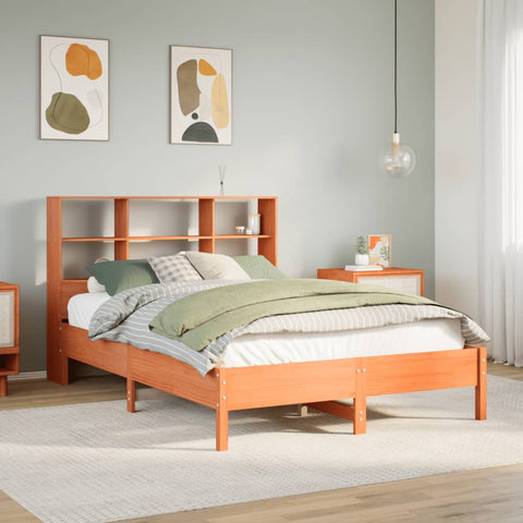 Bookcase Bed without Mattress Wax Brown 120x200 cm Solid Wood Pine 3322875