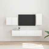 TV Wall Cabinet Set 4 pcs High Gloss White Engineered Wood 3408938