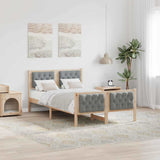Bed Frame Light Grey 135 x 190 cm Solid Pine Wood 878409