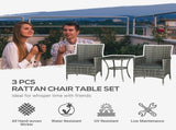 3 Pieces Rattan Bistro Set, Wicker Garden Furniture Set with 2-Tier Coffee Table and Chairs, T3398P313651