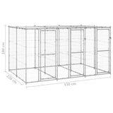 Outdoor Dog Kennel Galvanised Steel with Roof 7.26 m 3082272