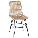 Dinning Chair 2 pcs Natural 41 x 55 x 85 cm Rattan and Steel 42033206