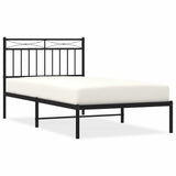 Metal Bed Frame without Mattress with Headboard Black 100x190cm 373685