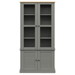 Glass Display Cabinet VIGO Grey 85x35x170 cm Solid Wood Pine 353195