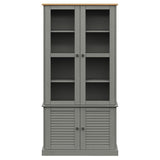 Glass Display Cabinet VIGO Grey 85x35x170 cm Solid Wood Pine 353195