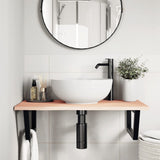 Basin Shelf Wall Mounted Steel and Solid Wood Oak 3302599