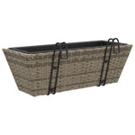 ZNTS Planters with hooks 2 pcs Grey Poly Rattan 366400