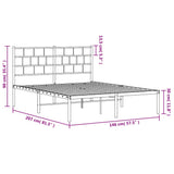 Metal Bed Frame without Mattress with Headboard White 140x200cm 355709