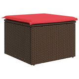 Garden Stool with Cushion Brown 55 x 55 x 37 cm Poly Rattan 366231