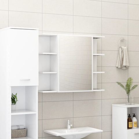 Bathroom Mirror Cabinet White 80x20.5x64 cm Engineered Wood 802606