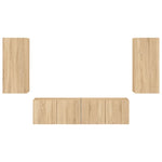 ZNTS 4 Piece TV Wall Units with LED Sonoma Oak Engineered Wood 3216841