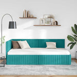 Corner Bed Frame with Headboard Turquoise 100 x 200 cm Velvet 42016284