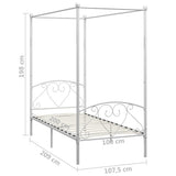 Bed Frame White Metal Single Durable Bed Frame Rectangular 284427