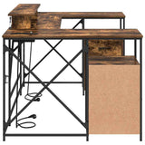 Desk with Drawer Smoked Oak 182 x 101 x 87.5 cm Engineered Wood 3376138