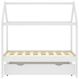 Kids Bed Frame with a Drawer White Solid Pine Wood 70x140 cm 322139