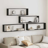 Wall Cube Shelves 4 pcs Black Oak 100x15x30 cm Engineered Wood 862059