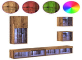 TV Wall Units with LED 5 pcs Old Wood Engineered Wood 3402950