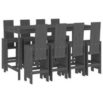 9 Piece Garden Bar Set Grey Solid Wood Pine 3157789