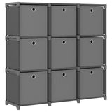 9-Cube Display Shelf with Boxes Grey 103x30x107.5 cm Fabric 322613