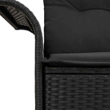 Garden Sofa with Cushion Black 141 x 62 x 69cm Poly Rattan 42006701