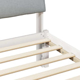 Bed frame White and light grey 135 x 190 cm Solid pine wood 878553