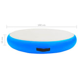 Inflatable Gymnastic Mat with Pump 100x100x15 cm PVC Blue 92707